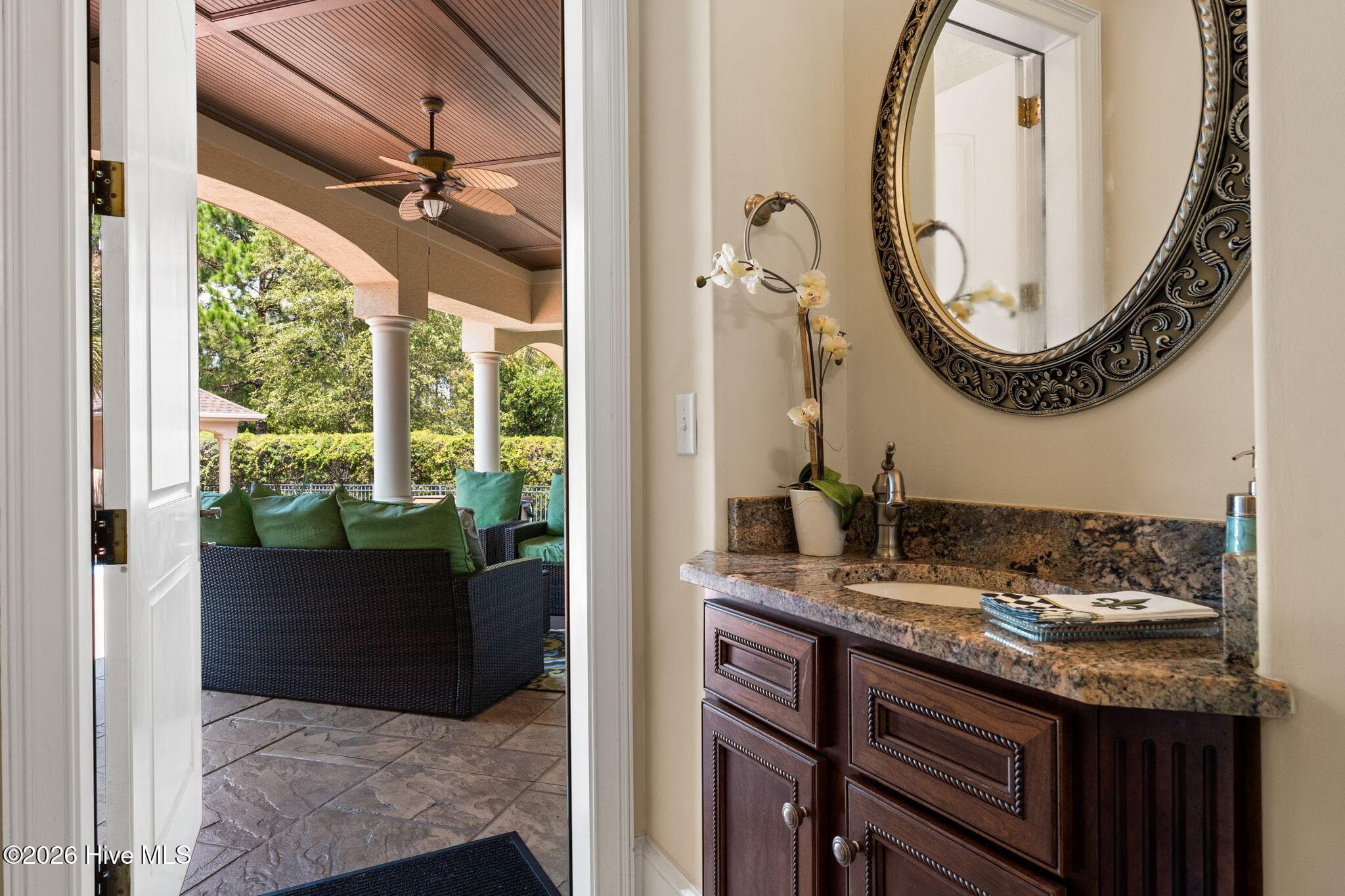 Powder room with access to covered porch - 3858 Ridge Crest Drive, Southport, NC 28461