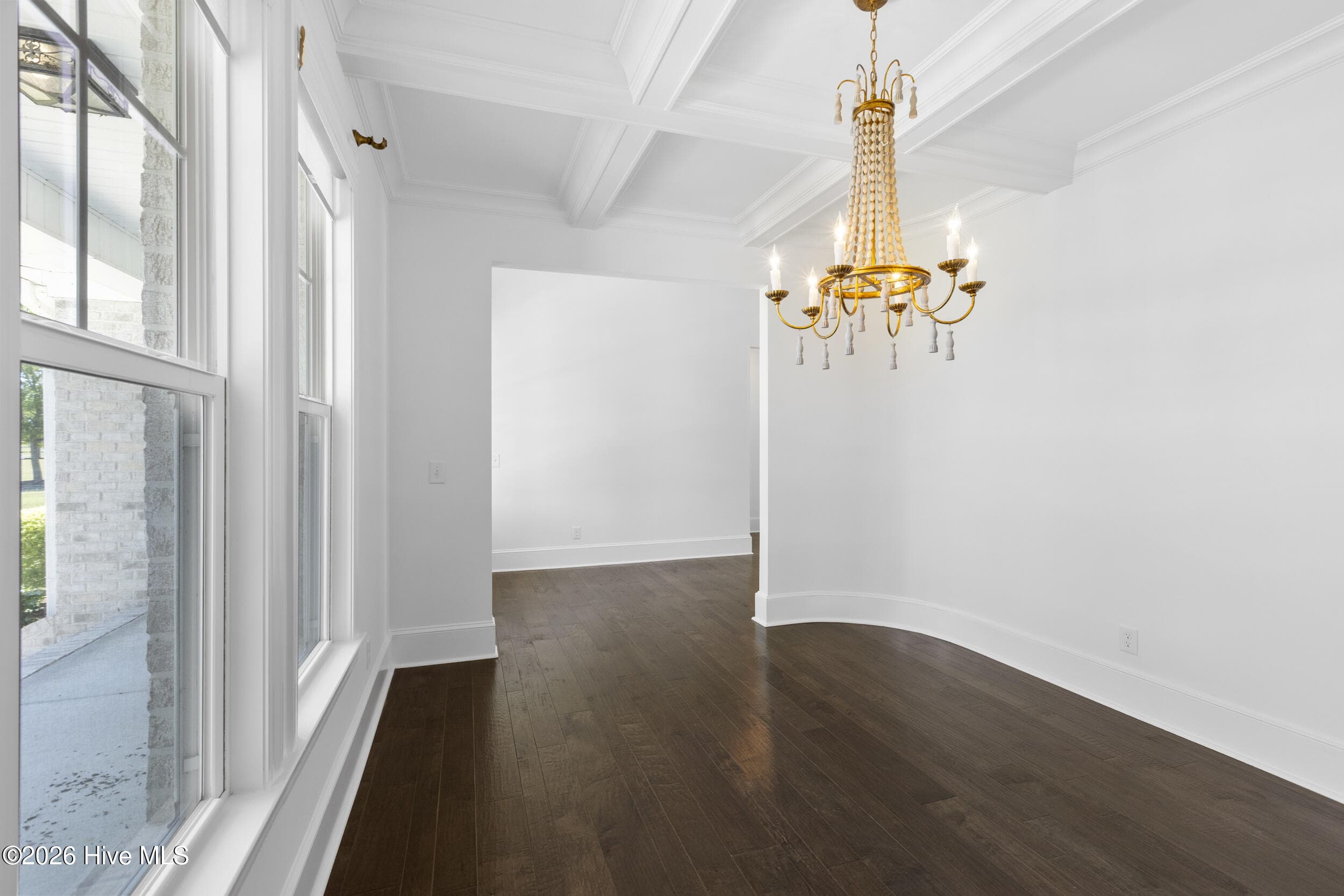 dining, coffered ceiling - 1357 Autumn Lakes Drive, Grimesland, NC 27837