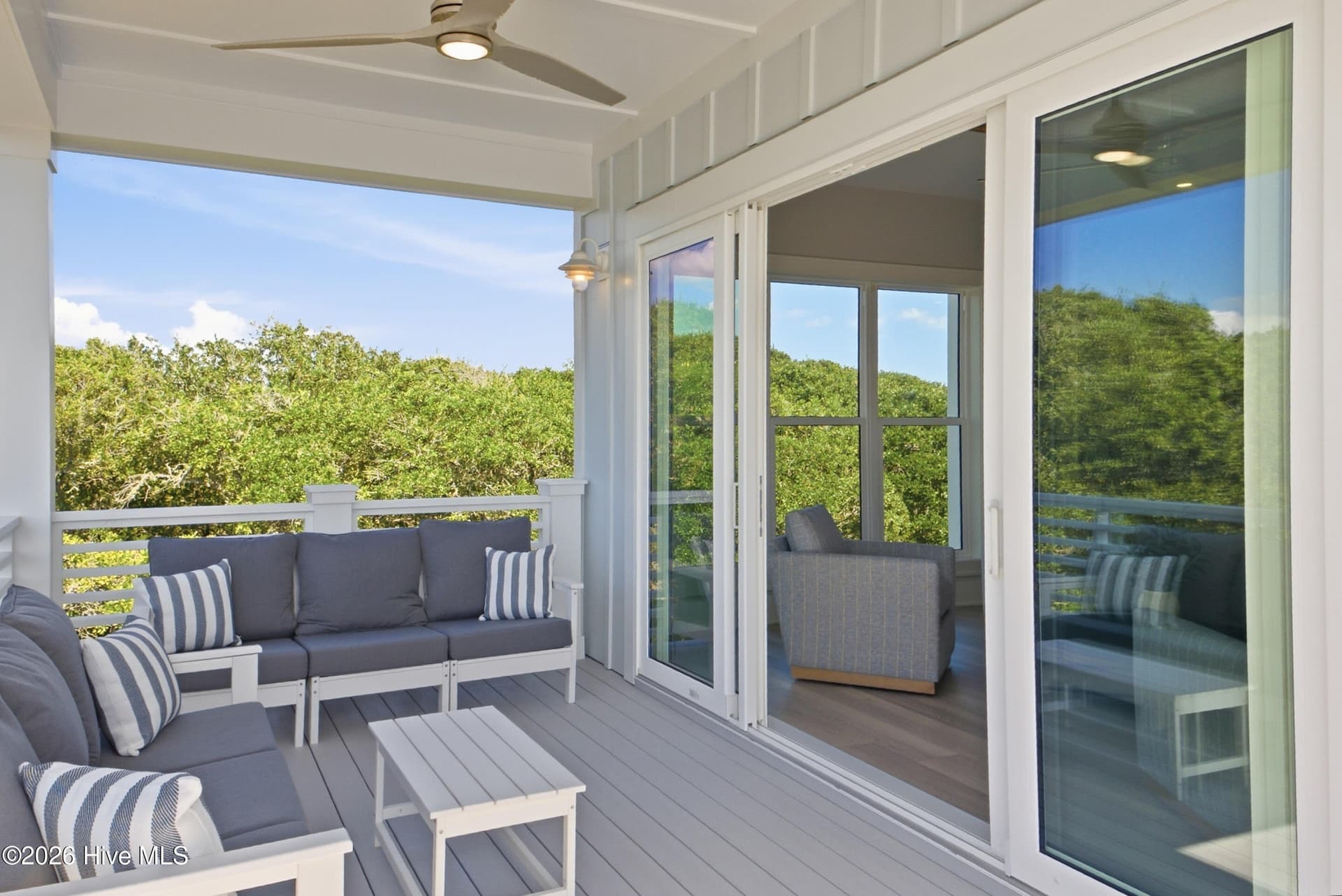 Top Deck Soundside Covered Porch with Fan - 1014 N Anderson Boulevard, Topsail Beach, NC 28445