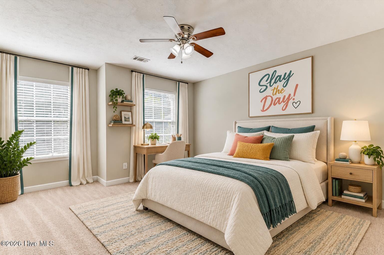 Some listing photographs have been virtually staged using artificial intelligence. Furniture, curtains, rugs, artwork, and décor shown are for illustration only and are not present or included with the property. Buyers should rely on the original photographs and an in person viewing to evaluate the home. Bedroom 3 - 3054 Margot Lane, Grovetown, GA 30813