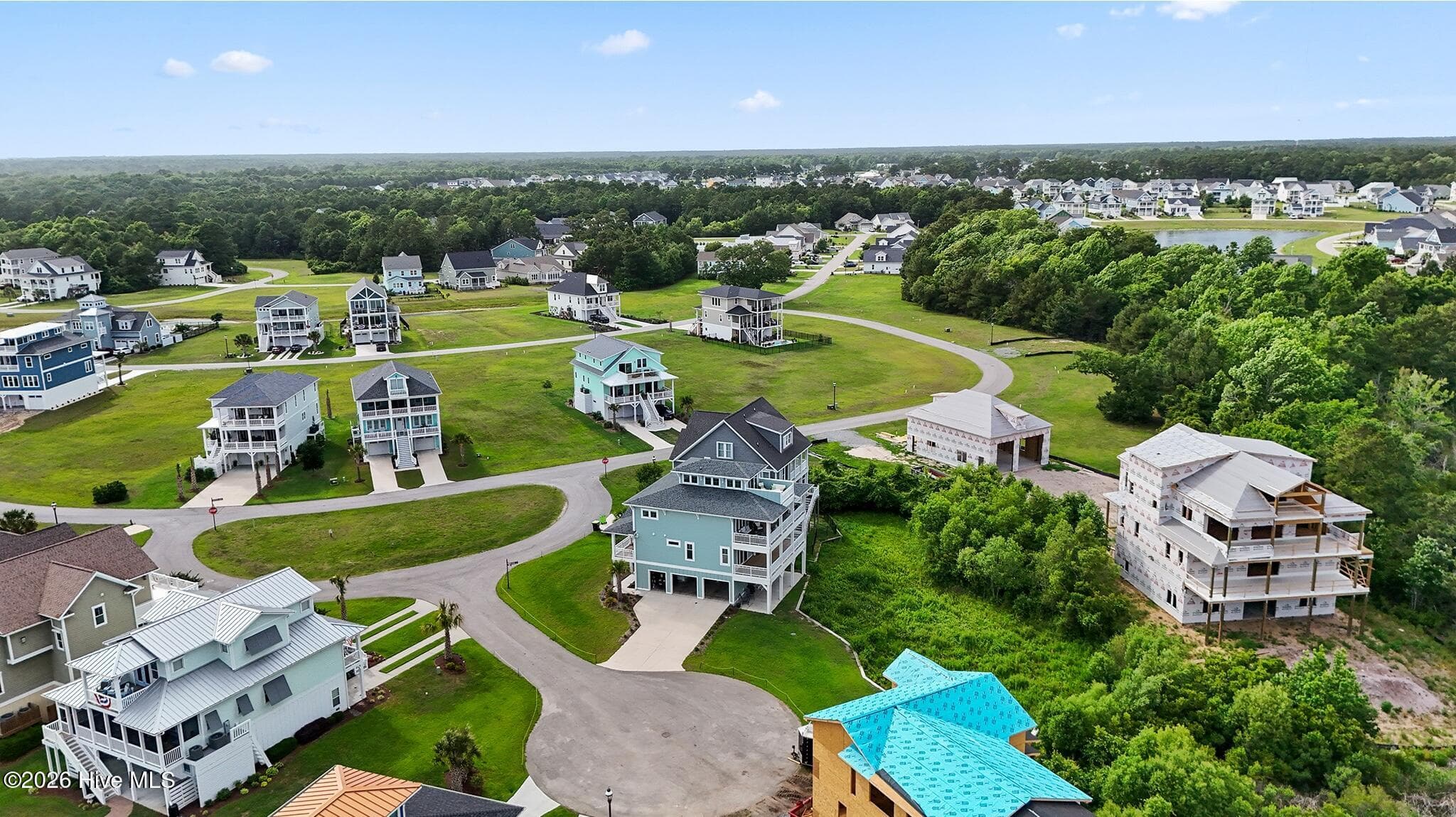 Aerial view loking north - 401 Caspian Court, Holly Ridge, NC 28445