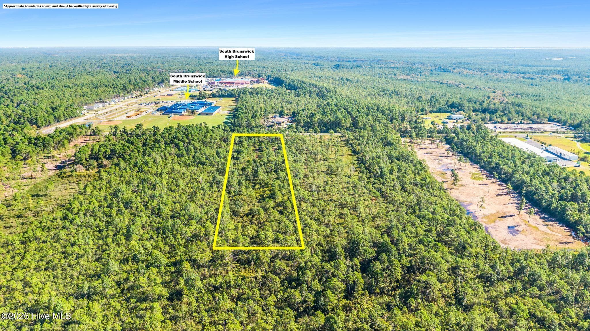 Approximate property lines marked in yellow - 3760 George Ii Highway SE, Southport, NC 28461