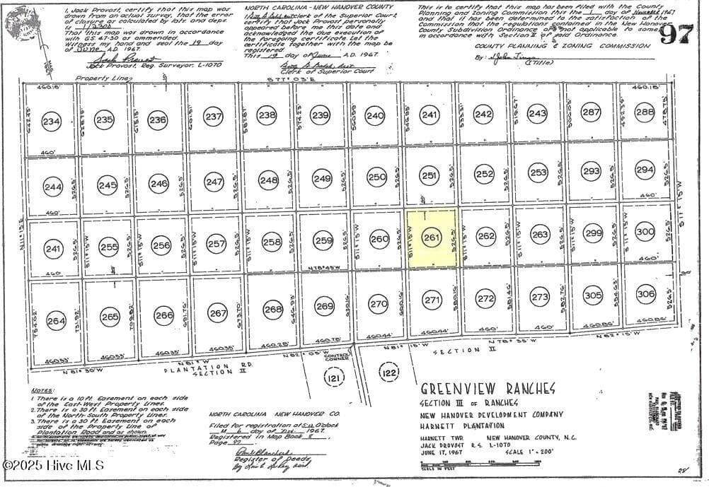 Plat map of Section 3 Greenview Ranches - 261 261 Greenview Ranches, Wilmington, NC 28411