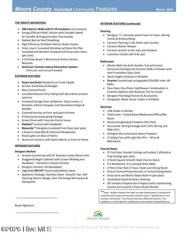 Feature Sheet - 185 Bibey Road Lot 3, Carthage, NC 28327