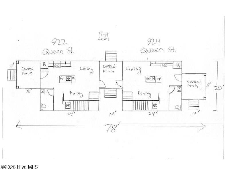 1st level floor plan - 922 Queen Street, New Bern, NC 28560