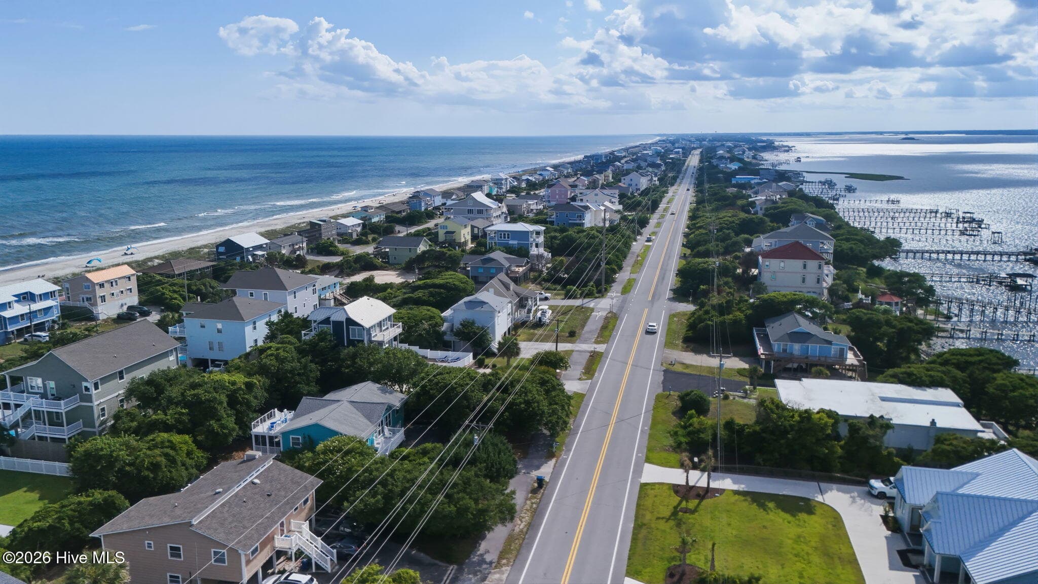 Ocean to Sound Aerial View - 1607 Emerald Drive, Emerald Isle, NC 28594