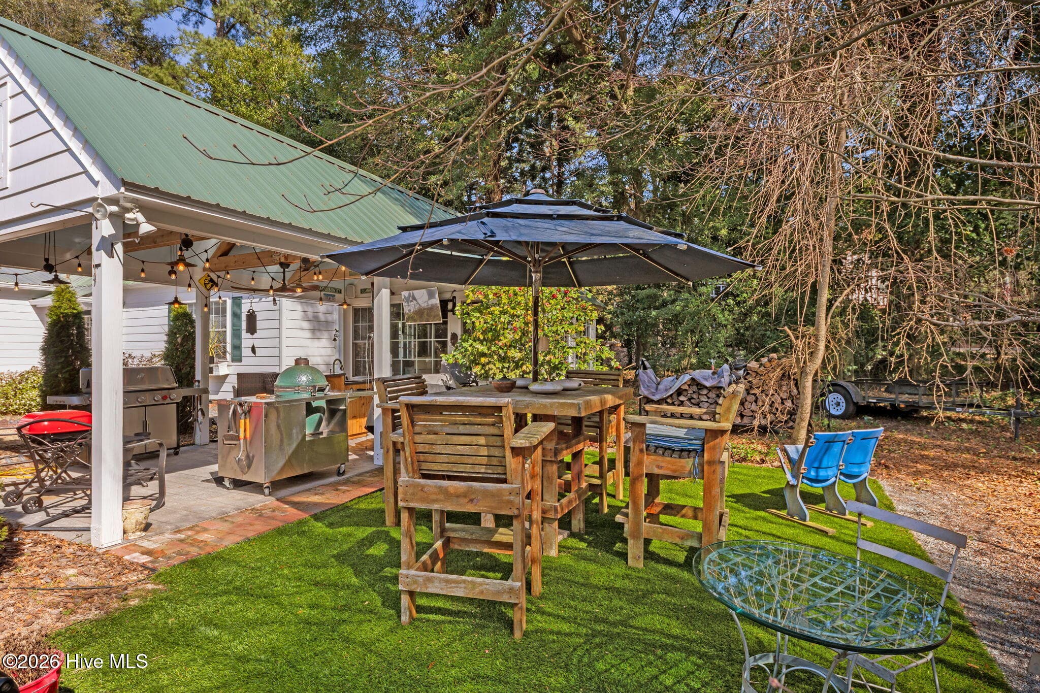 Outdoor Kitchen area with turf - 55 Linden Road, Pinehurst, NC 28374