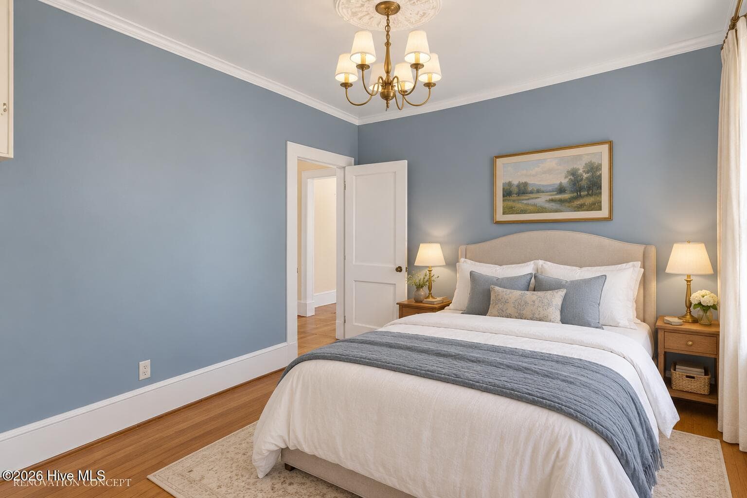 Virtual Staging AI, Middle Bedroom looking back towards the Hall - 436 Doctor Robinson Road, Bladenboro, NC 28320