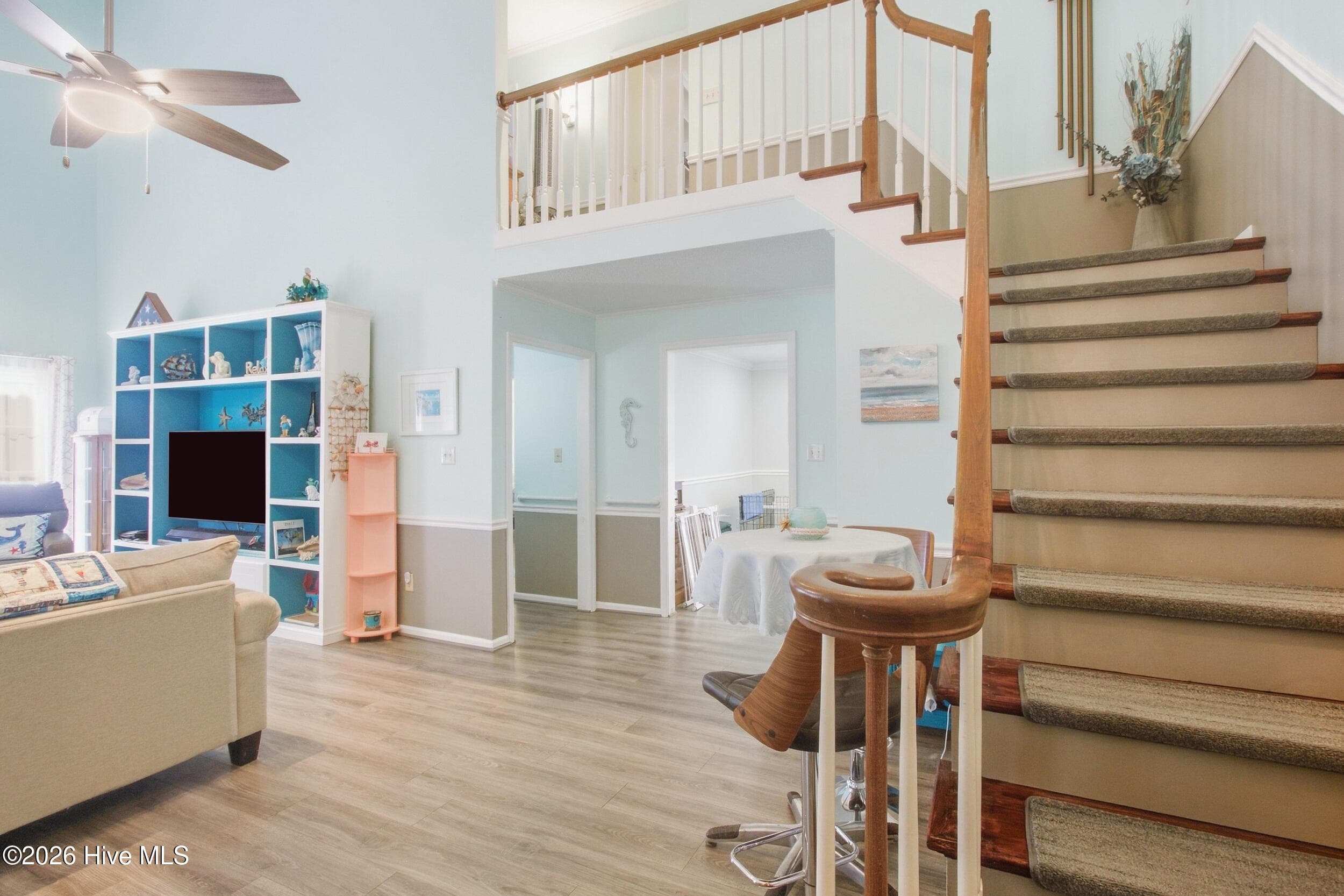 Living Room / Stairway - 3308 Hunt Master Road, Trent Woods, NC 28562
