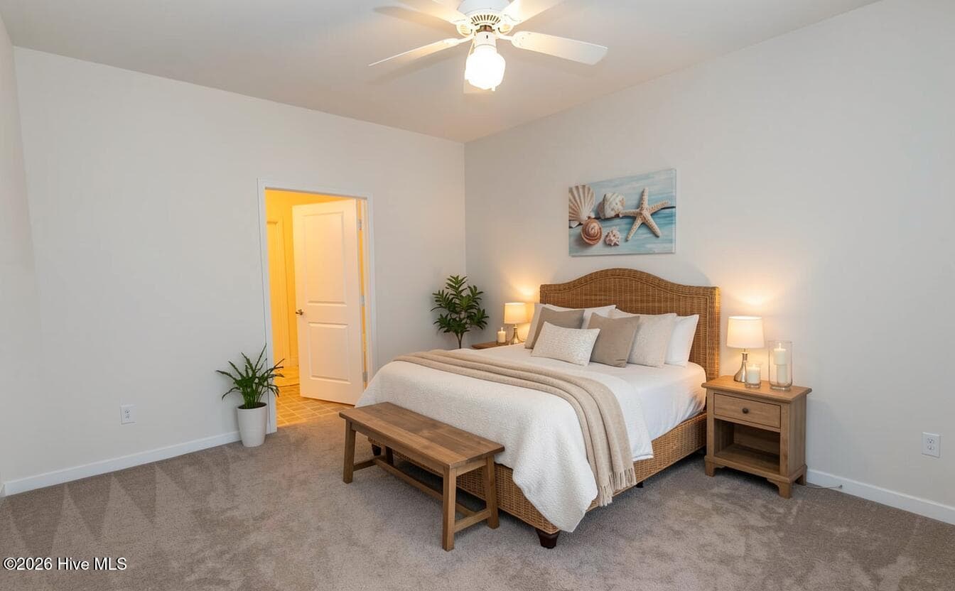 Primary Bedroom Virtually Staged - 395 S Crow Creek Drive NW Unit 1401, Calabash, NC 28467