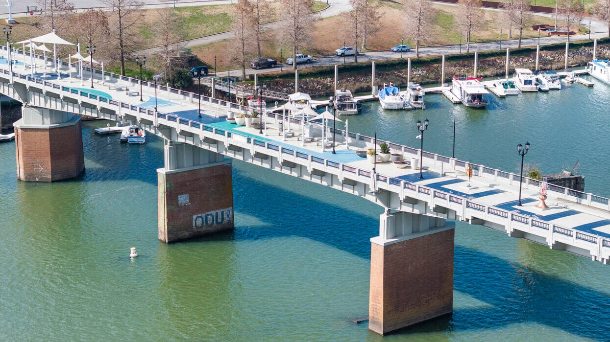The 5th Street Freedom Pedestrian Bridge is open for pedestrians to enjoy views of the Savannah River. Visitors can enjoy wi-fi, benches, charging stations, artistic shading and water fountains for humans and pets. Children can enjoy music, spin wheels and mazes. - 5036 Captain Drive, Grovetown, GA 30813