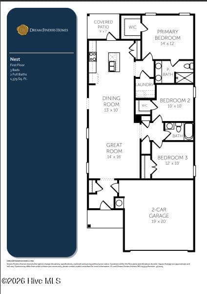 Nest Floorplan - For Illustration Purposes - 1078 Hanson Drive, Leland, NC 28451