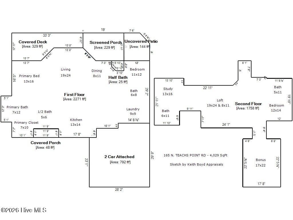 SKETCH - 165 N Teachs Point Road, Bath, NC 27808