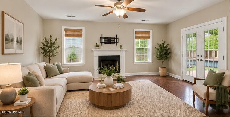 Virtually staged living room - 116 Mccabe Court, Havelock, NC 28532