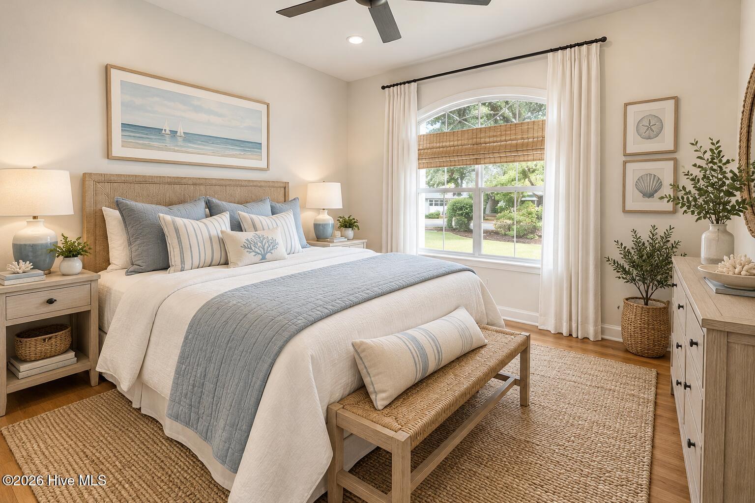 Front guest bedroom #1-virtually staged - 690 Fairway Drive E, Sunset Beach, NC 28468