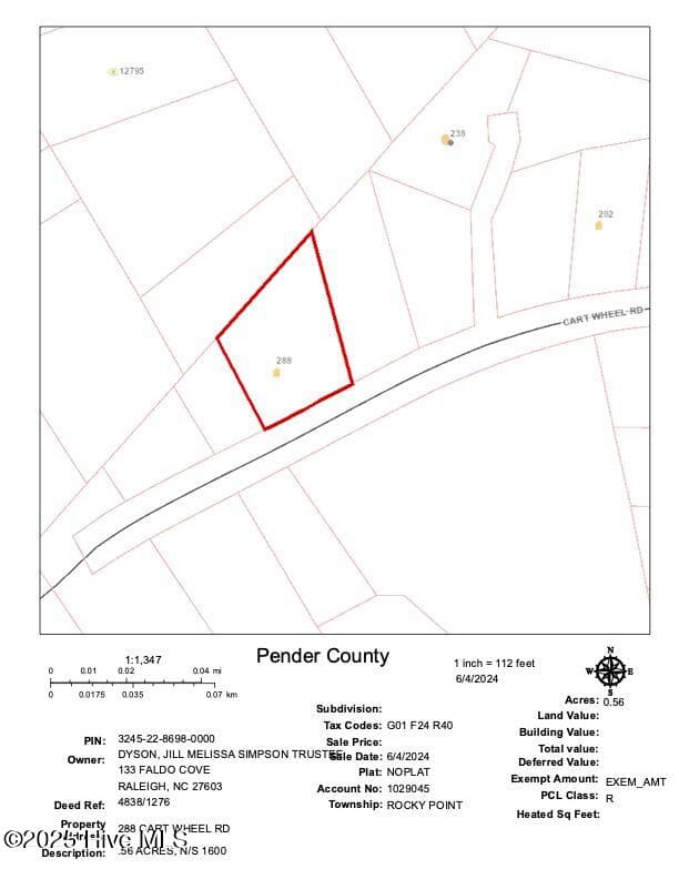 Residential Lot at 288 Cart Wheel Road, Rocky Point, NC 28457, photo 3 of 4