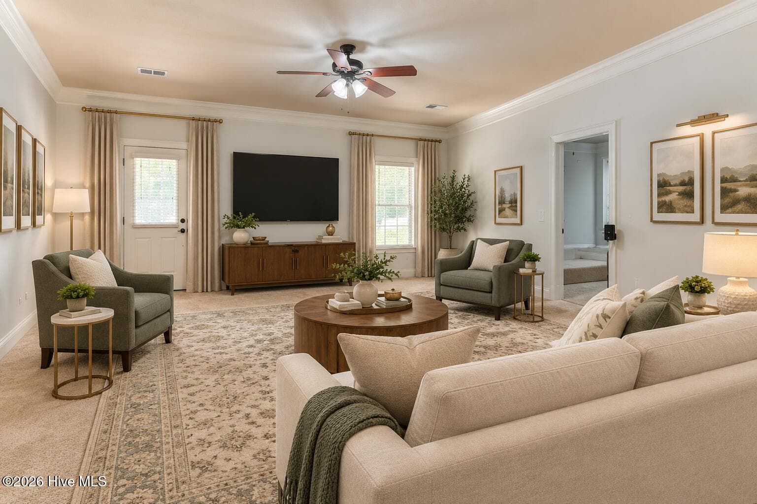 AI-STAGED BASEMENT LIVING ROOM - 552 Oconee Circle, Evans, GA 30809