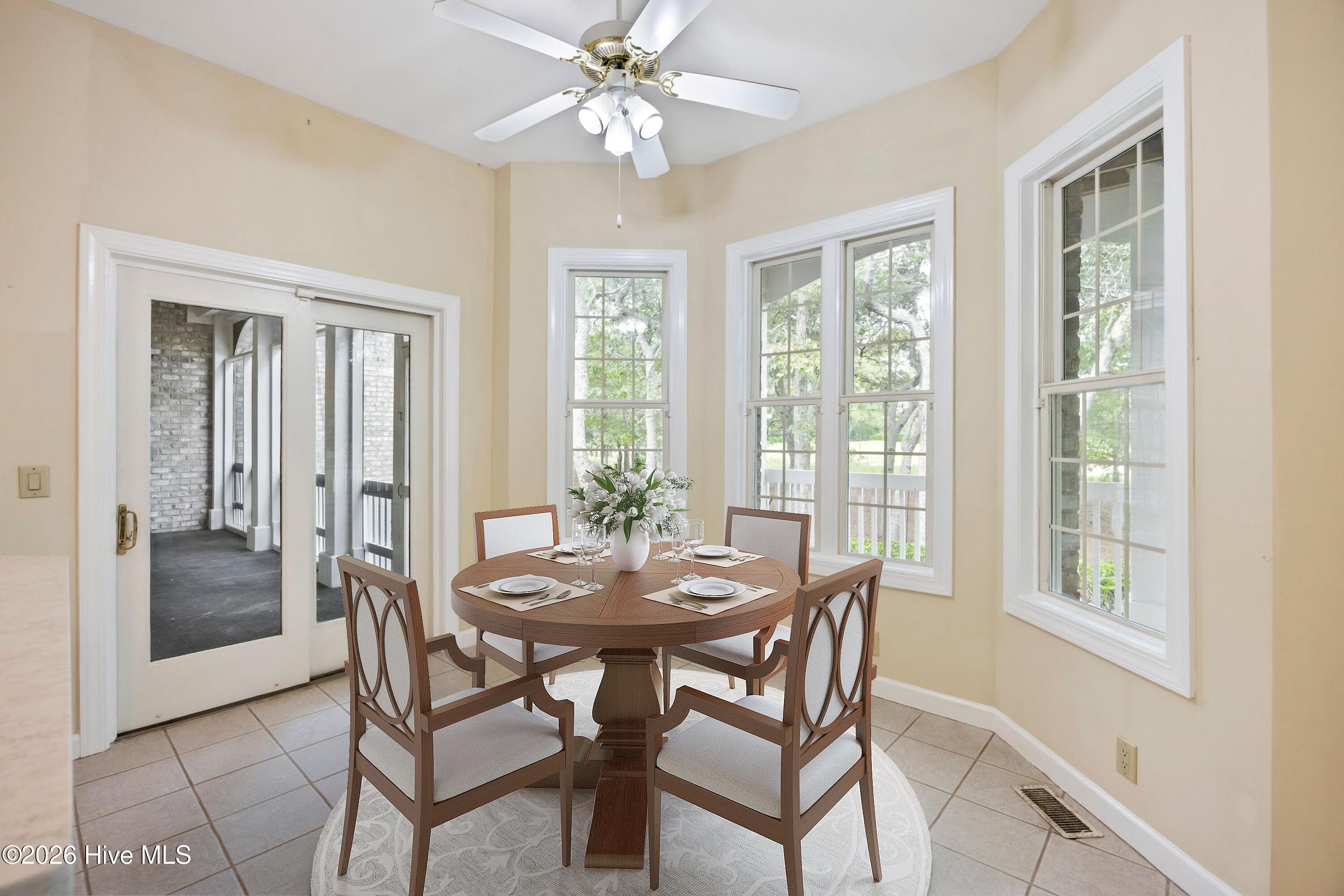 Breakfast nook virtual staging - 1834 Quail Point SE, Bolivia, NC 28422