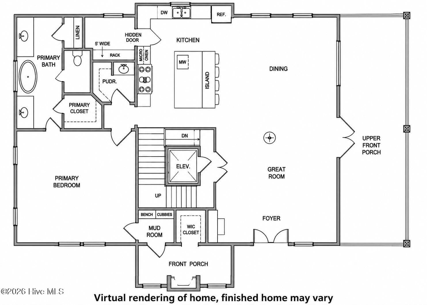 AI rendering based on plans - level 3 floor plan - 664 Augustine Avenue SW, Supply, NC 28462