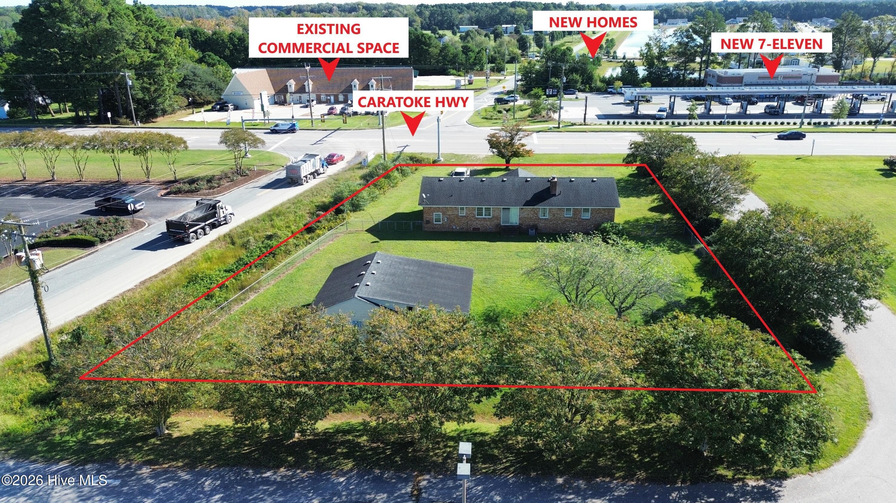 Commercial listing near a new gas station, new homes, and existing commercial space. - 262 Caratoke Highway, Moyock, NC 27958, Moyock