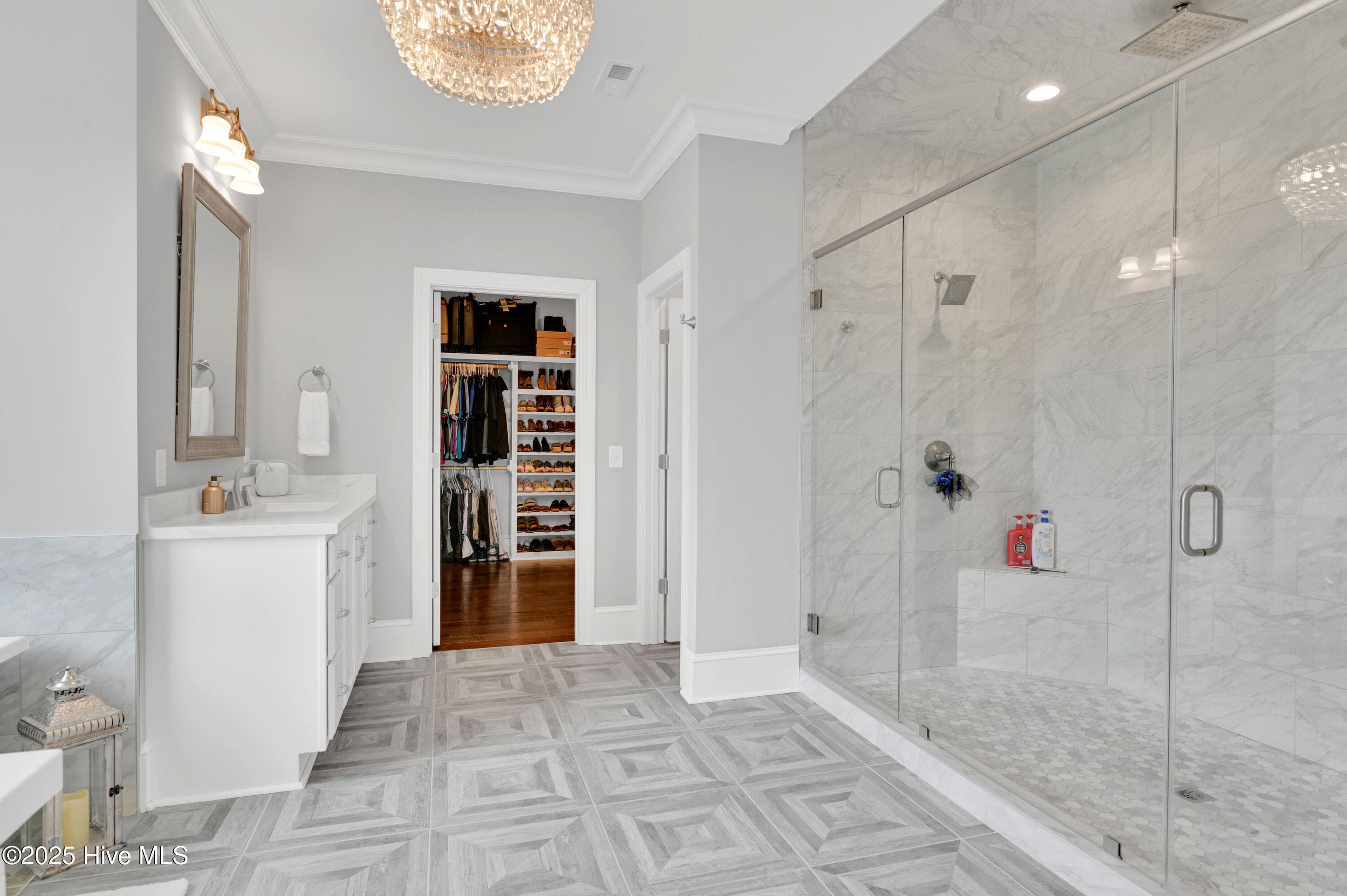 Spa like triple sized shower ! Beautiful floor and shower tiles . - 1357 Autumn Lakes Drive, Grimesland, NC 27837