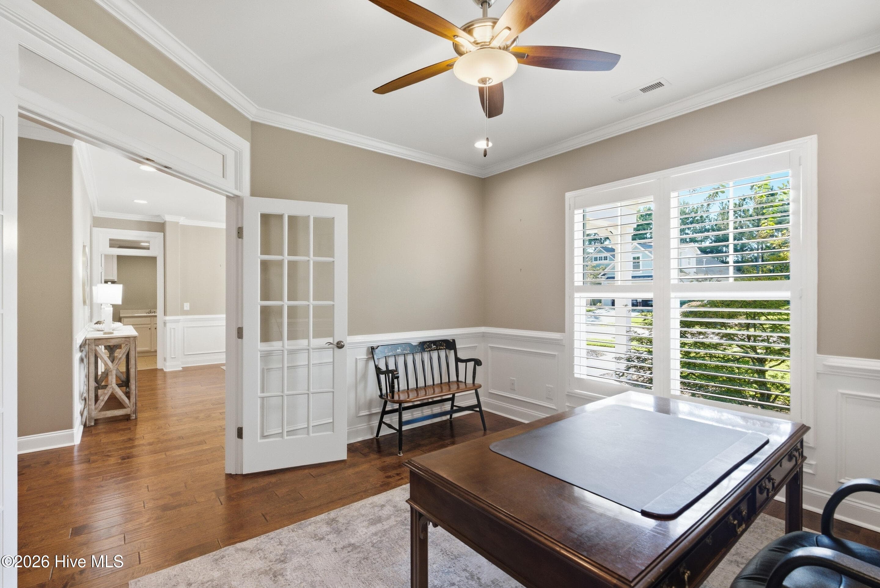 Double french doors into office and transom window over doors - 2153 Forest View Circle, Leland, NC 28451