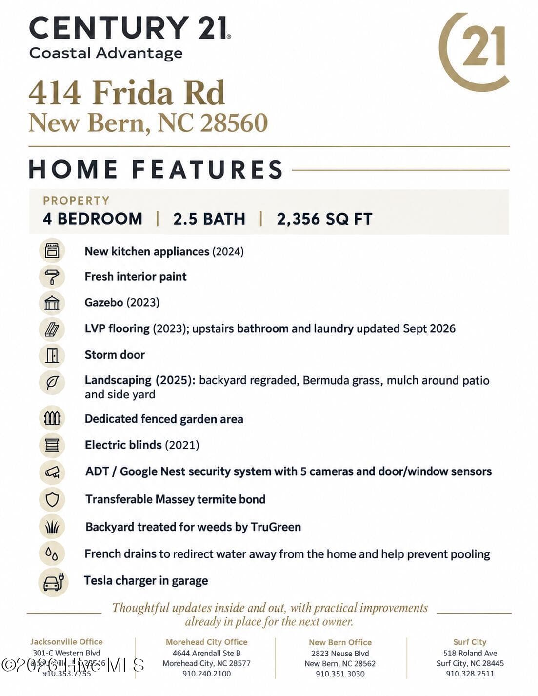 Home Features - 414 Frida Road, New Bern, NC 28560