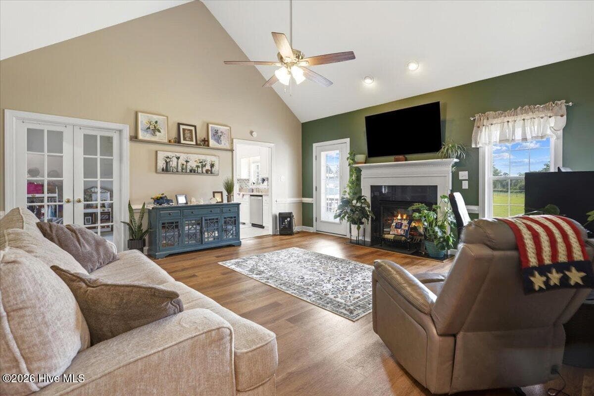 Living Room with Gas Fireplace - 105 Pointe Drive, La Grange, NC 28551