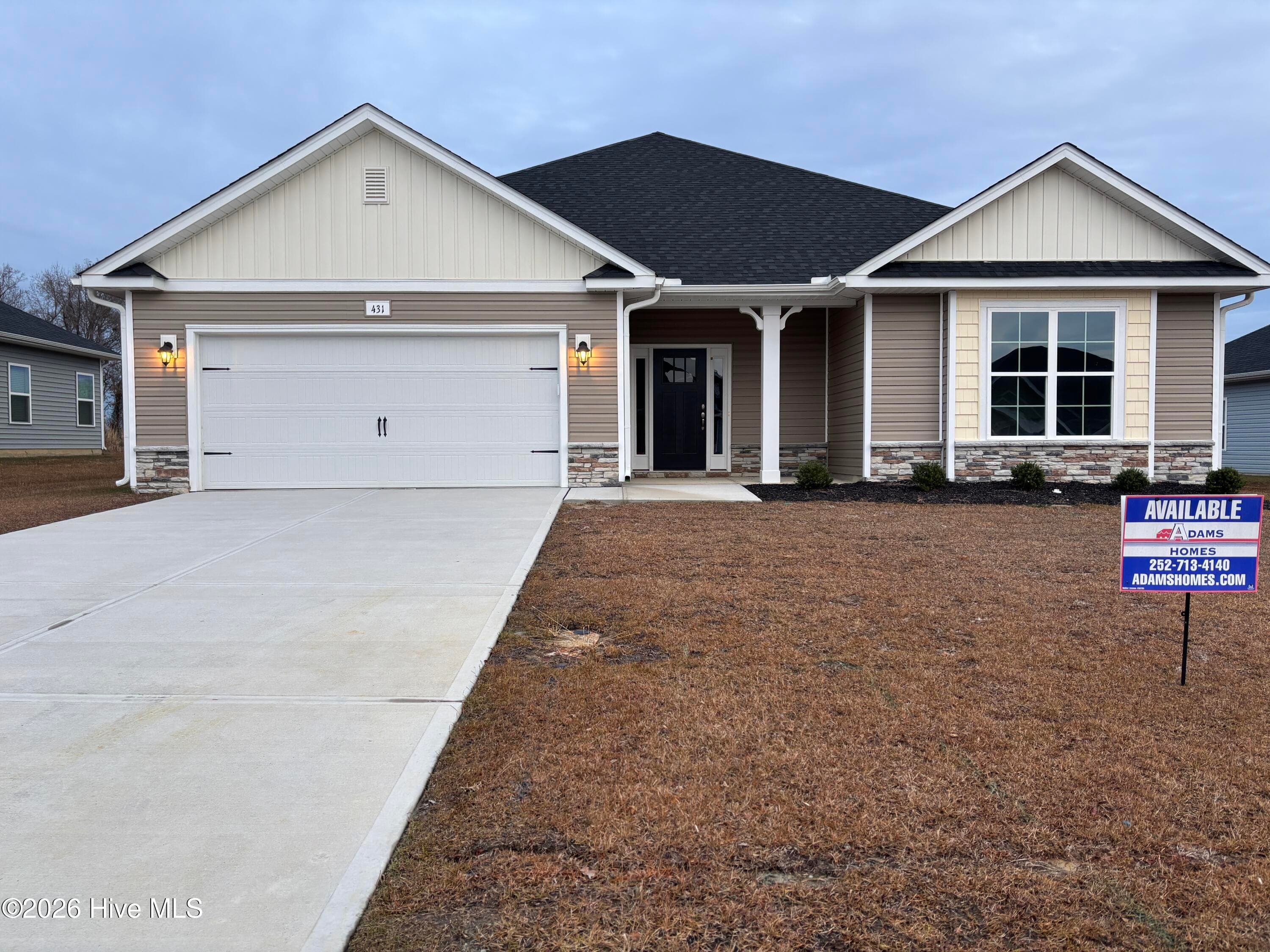 *Only $1000 down and financial incentives offered with use of a preferred lender! Home is currently under construction. Photos are of the same floor plan in a different community and are for layout purposes only. Upgrades, colors and finishes may differ. - 202 Eliza Way, Winterville, NC 28590