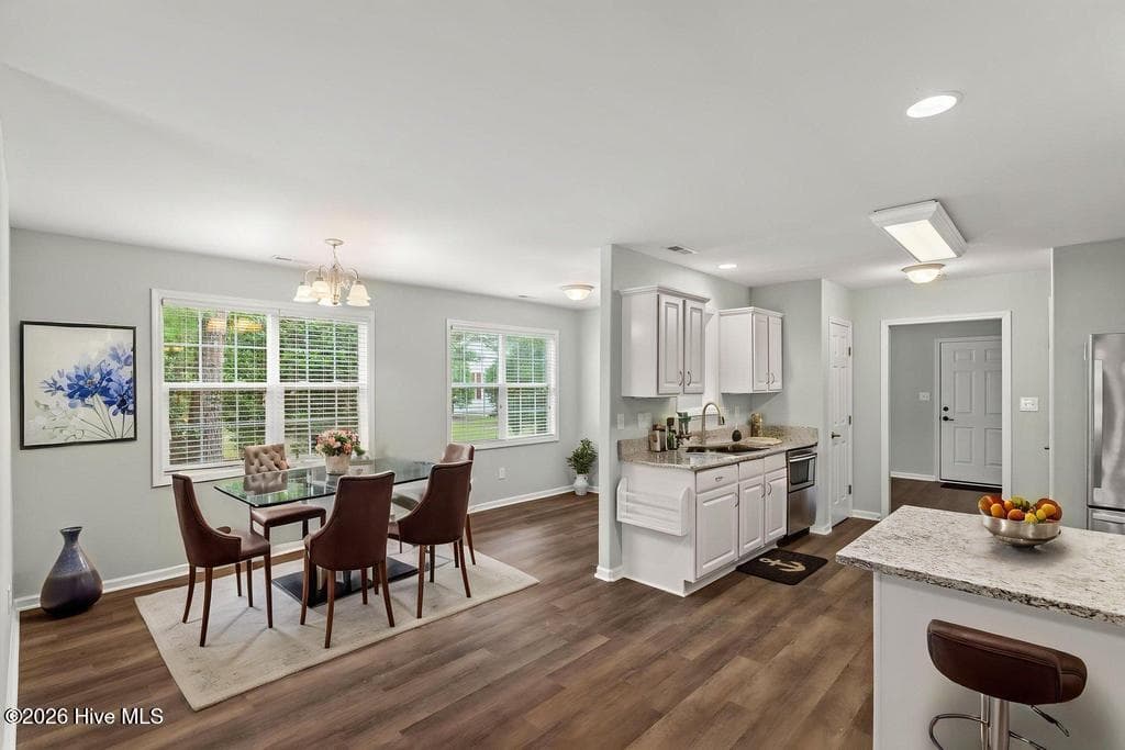 Dining Rm Virtual Staging - 405 Jasmine N, Swansboro, NC 28584