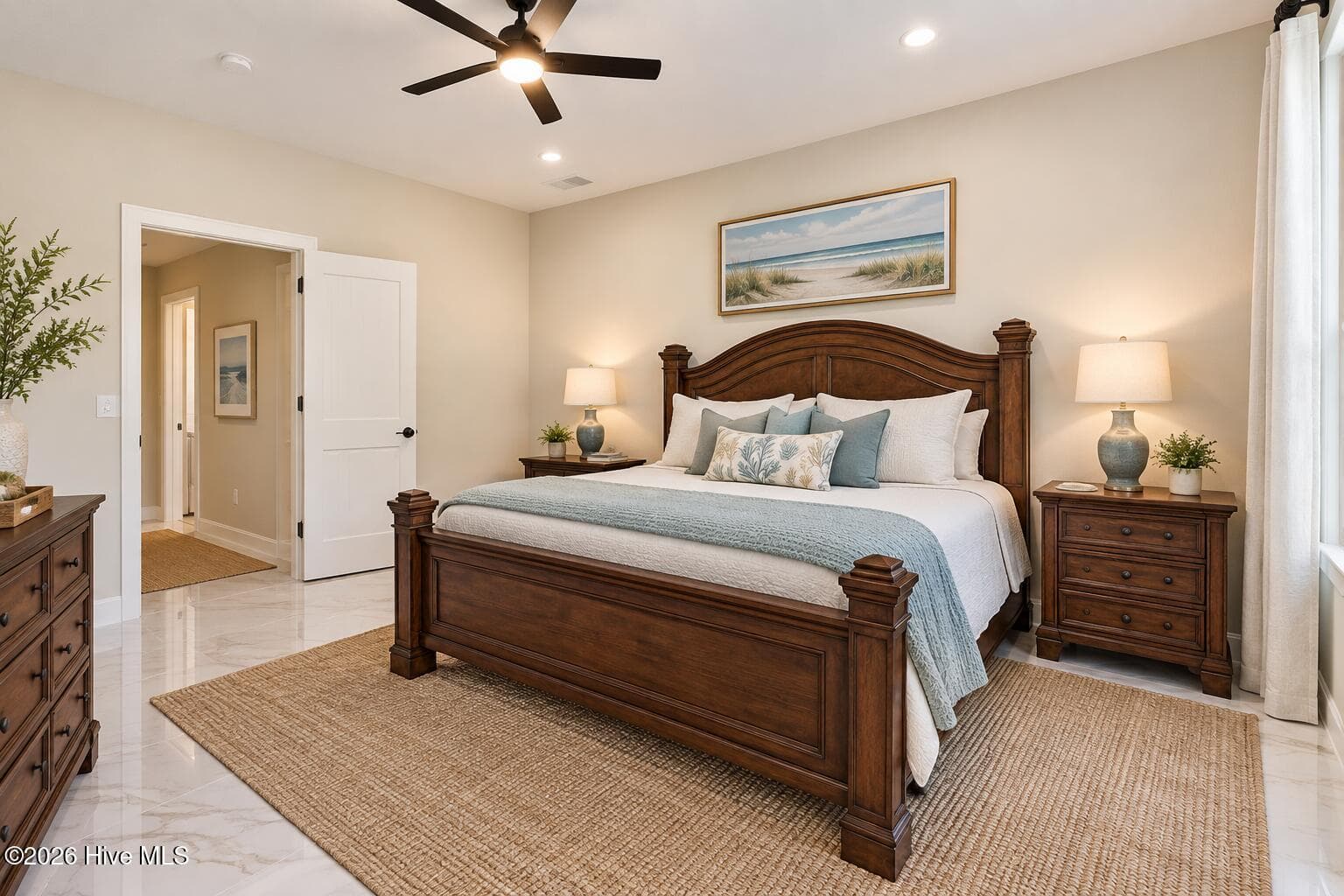 Staged primary bedroom generated by AI - 2102 Midway Road SE, Bolivia, NC 28422