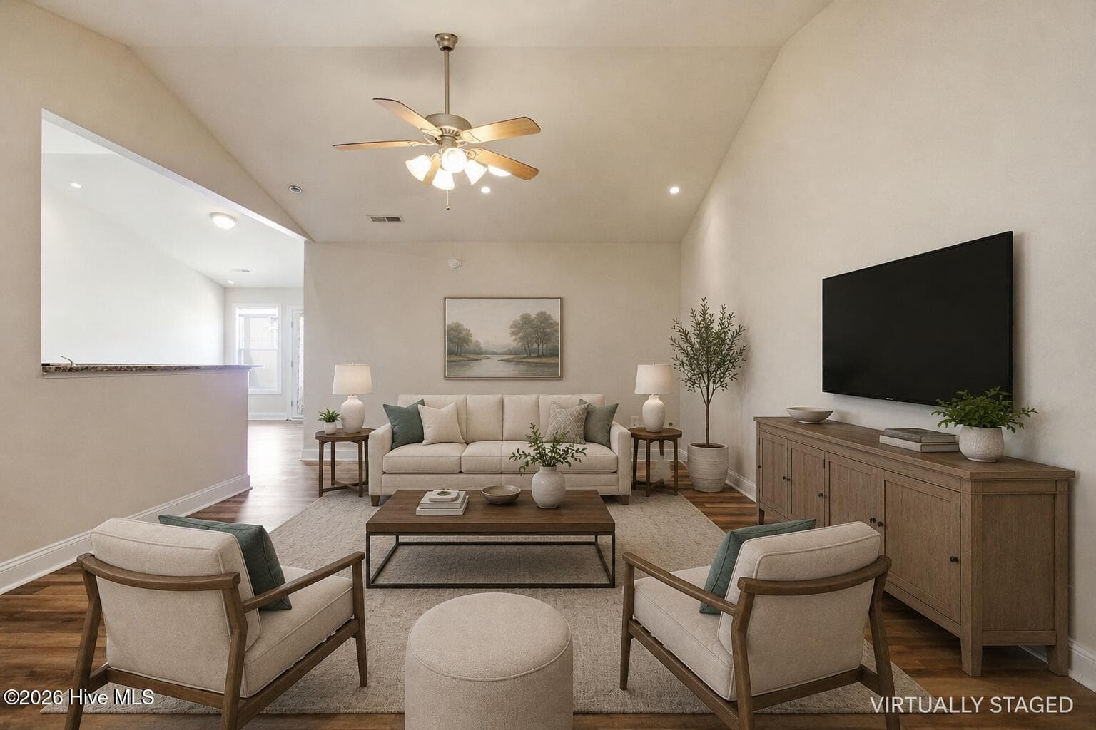 Virtually Staged - Living Room - 209 Hawks Bluff Drive, New Bern, NC 28560
