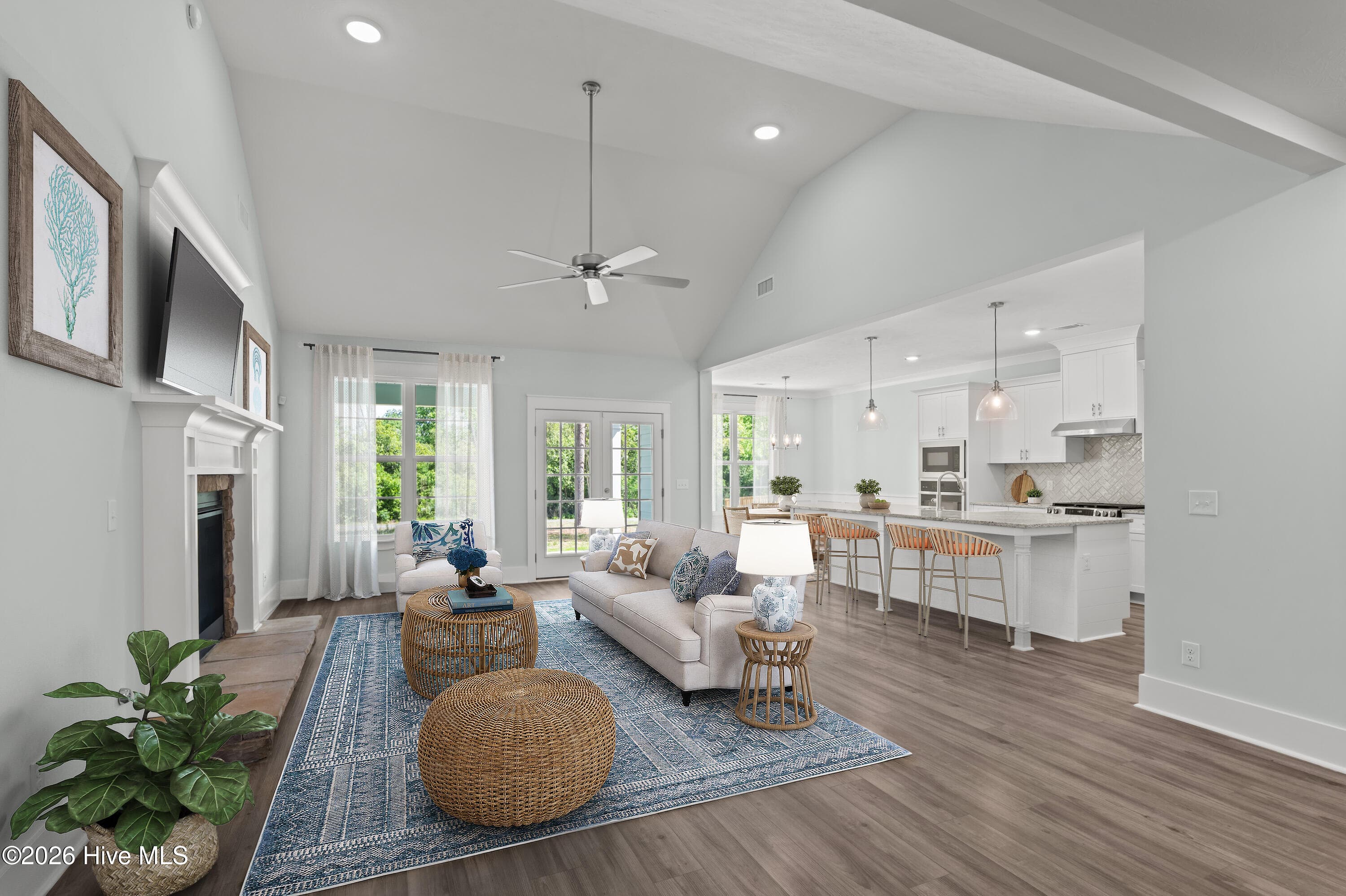 Virtually Staged great room and kitchen - 1488 Bellingham Drive, Beech Island, SC 29842