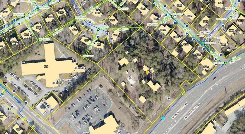 Augusta Back is the large building on the front low corner and Stevens Park Rehab is top left. Bot of these can connect to the subject property. - 3079 River Watch Parkway, Augusta, GA 30907