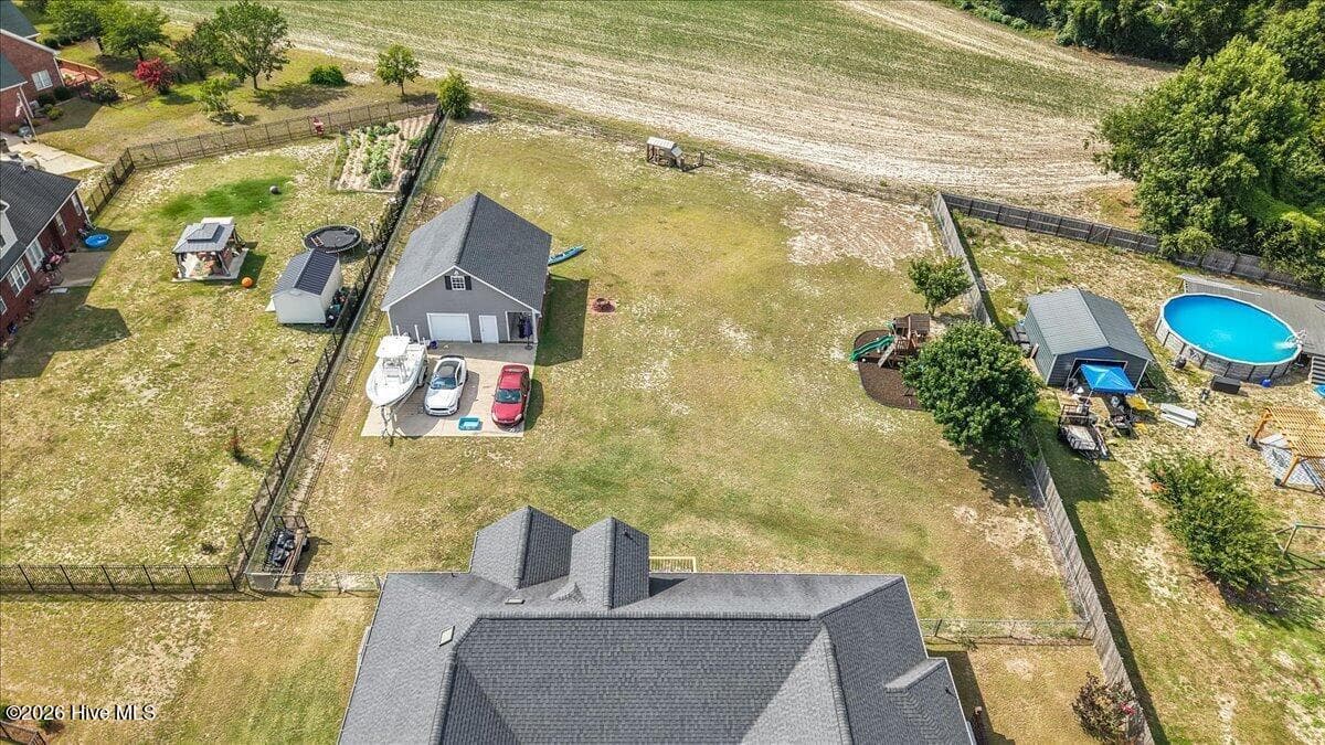 Back yard overhead - 105 Pointe Drive, La Grange, NC 28551