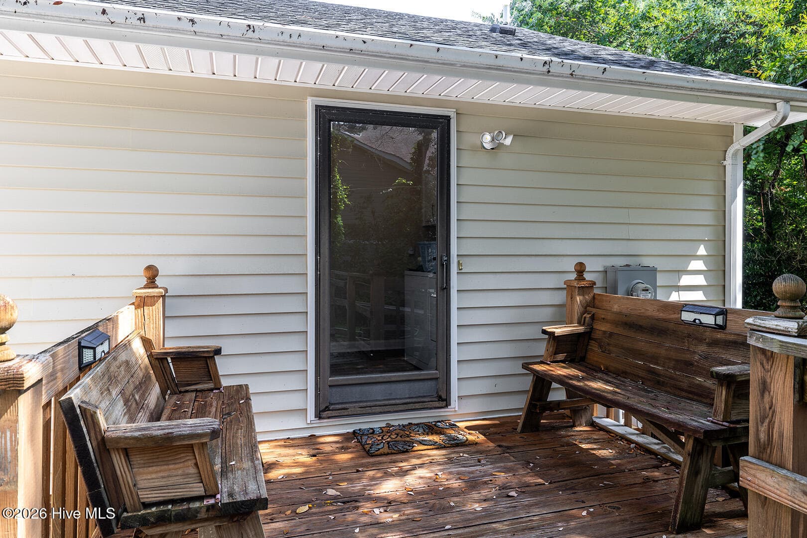 Rear entry with cozy deck seating - 122 Purdie Drive, Emerald Isle, NC 28594