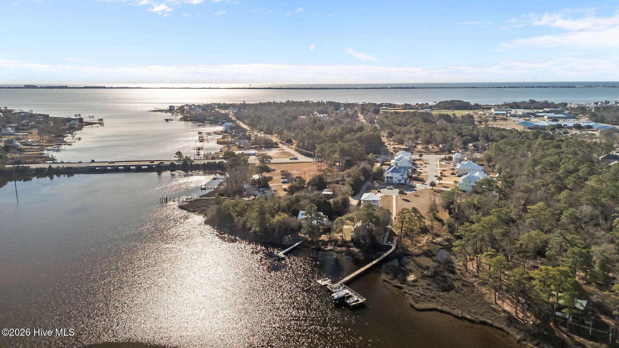 Aerial of community dock on Broad Creek, looking South - 109 Key West Lane, Newport, NC 28570