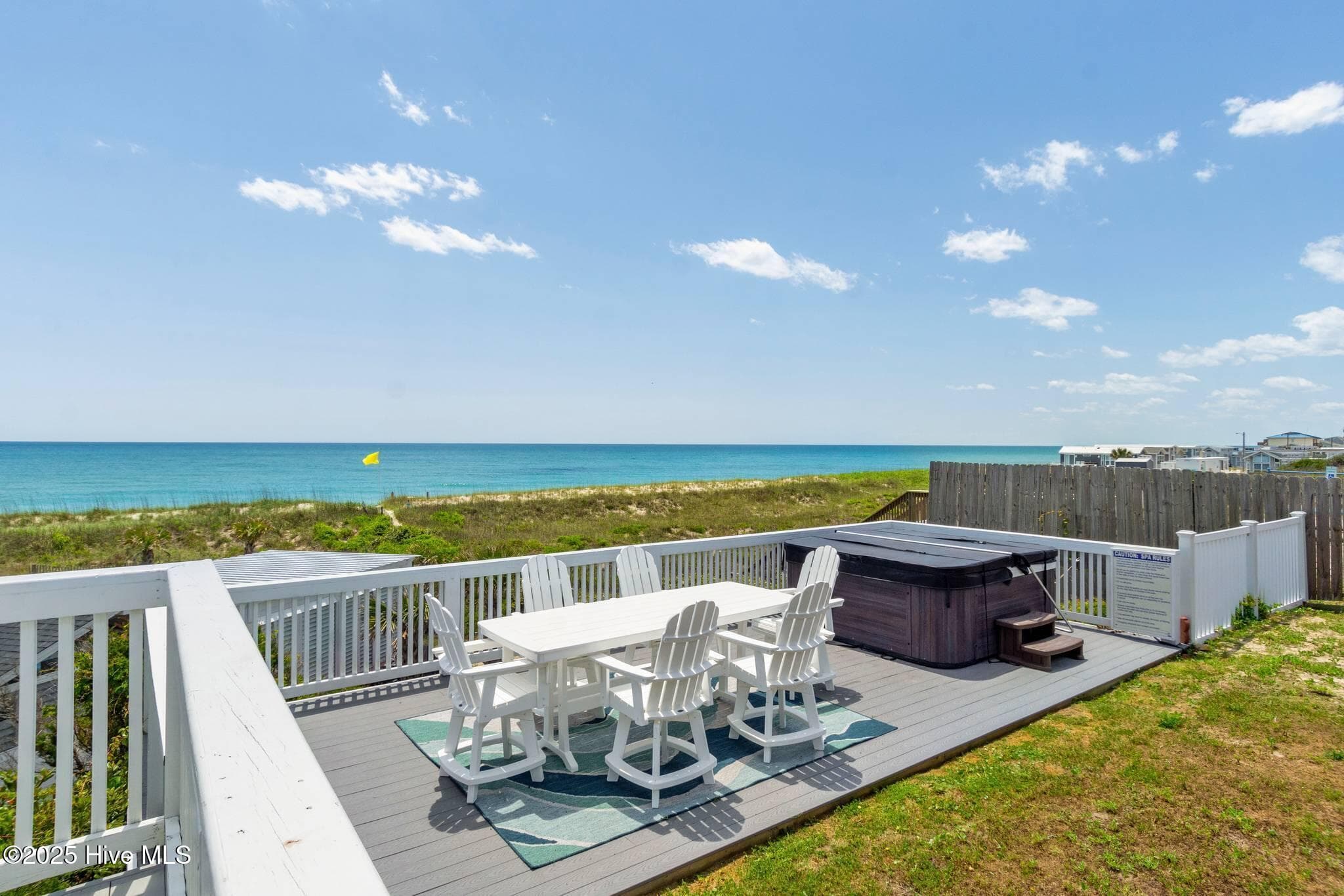 Elevated Outdoor Dining Area w/Hot Tub Overlooking Ocean - 1829 Salter Path Road, Indian Beach, NC 28512