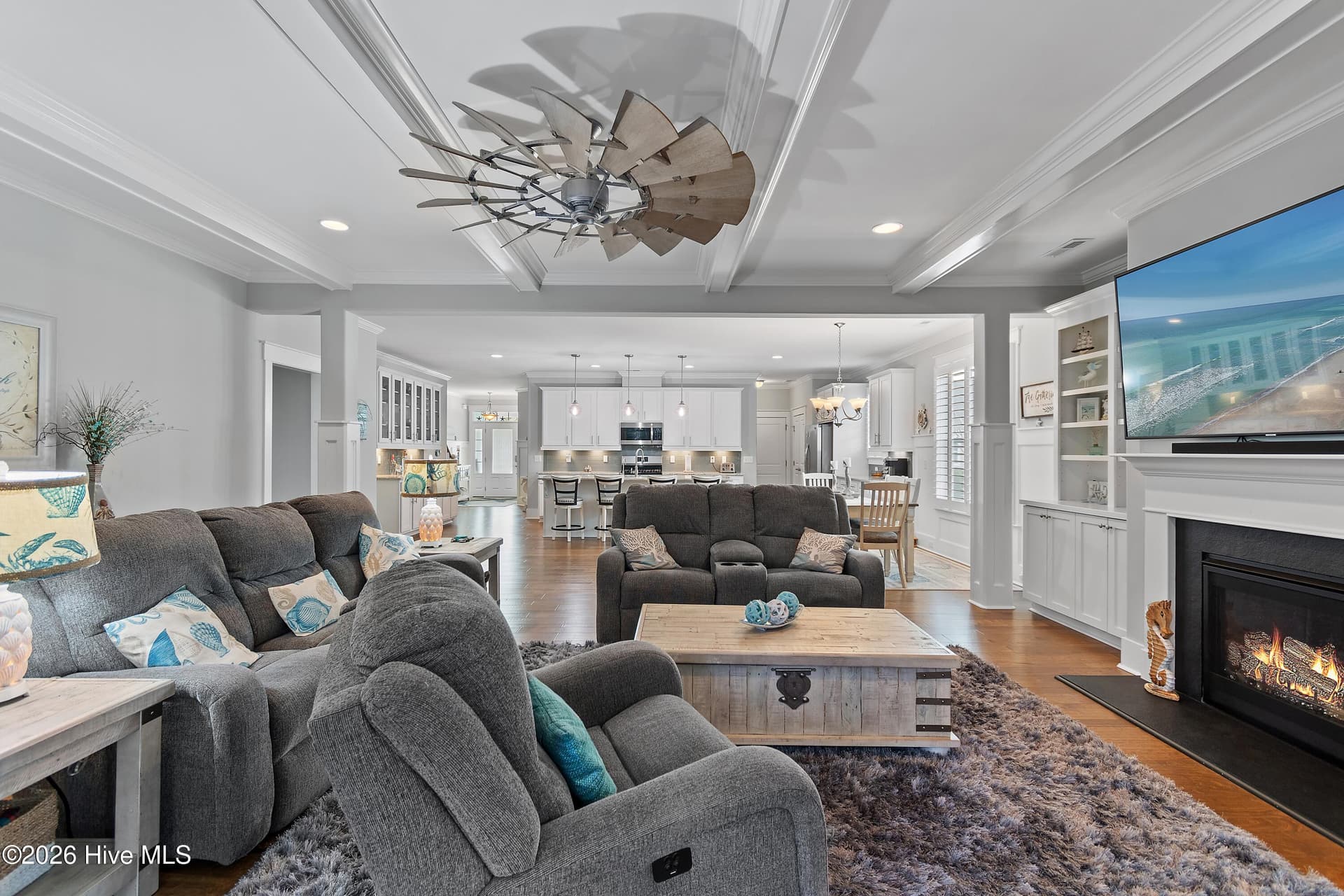 Fireplace and built-ins. - 6358 Bryson Drive SW, Ocean Isle Beach, NC 28469