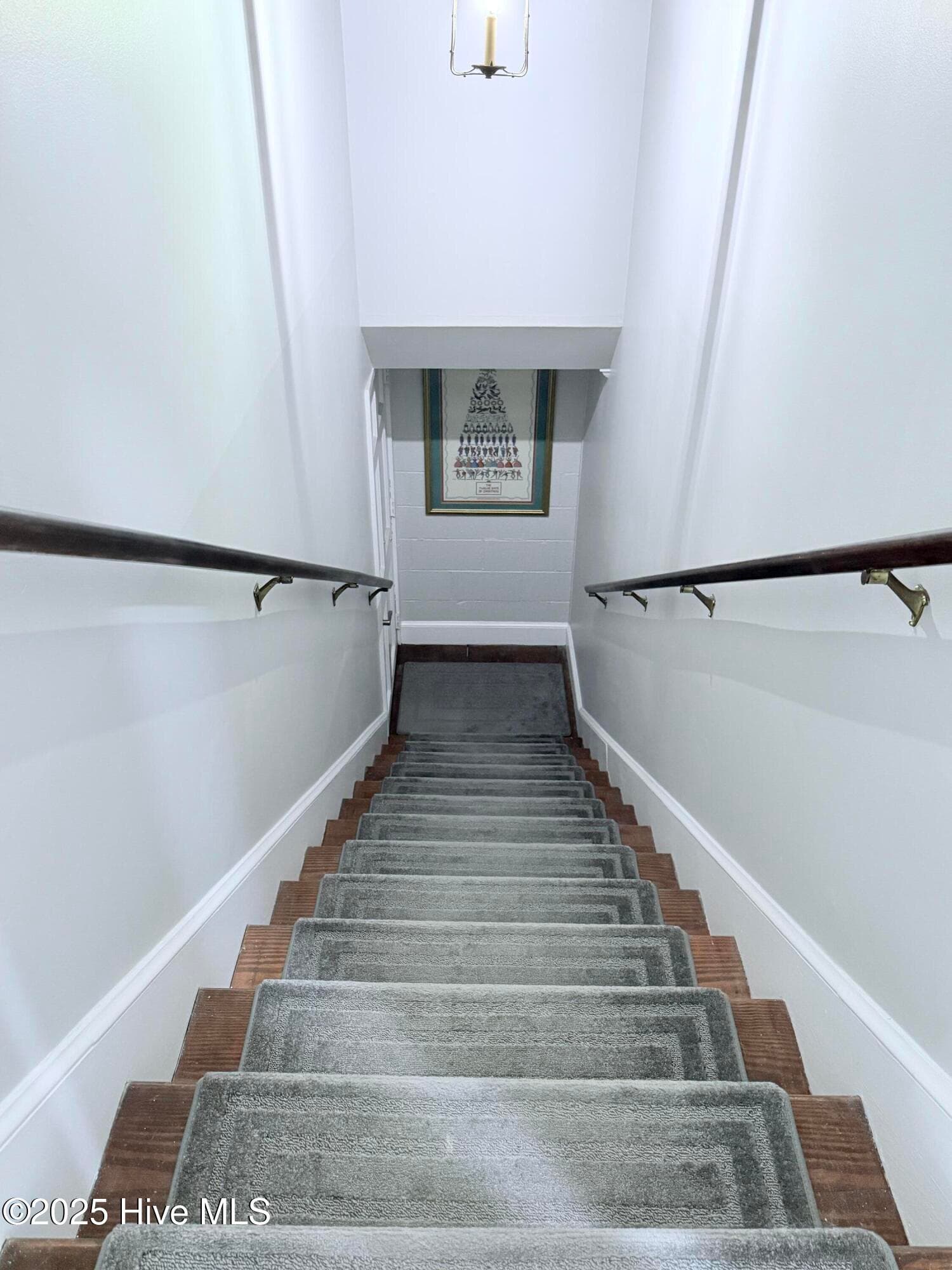 Stairs to bottom floor - 5405 Cedar Tree Lane, Emerald Isle, NC 28594