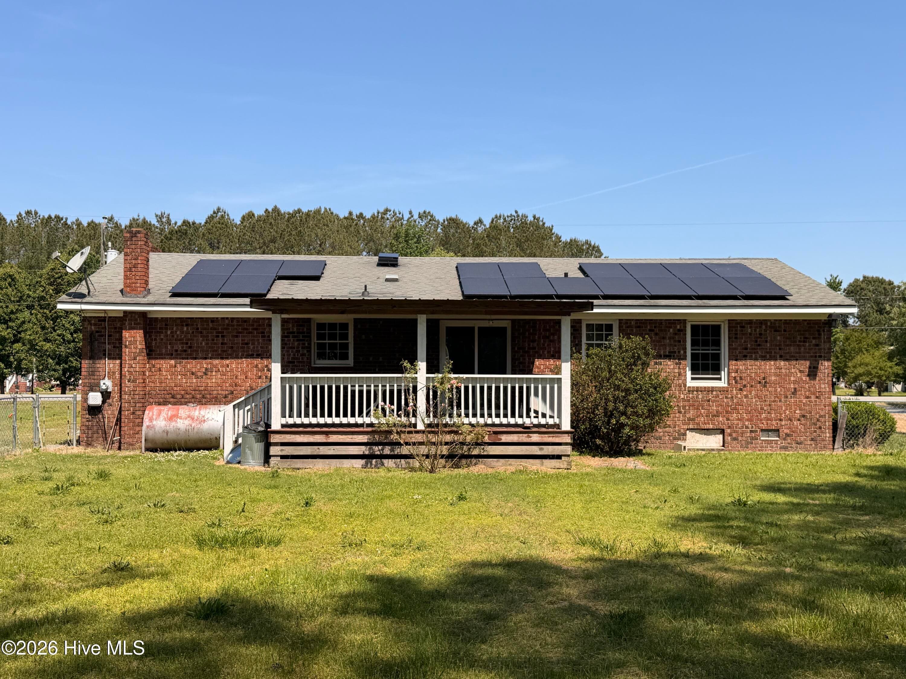 back view showing solar array - 236 Brinkleyville Road, Ahoskie, NC 27910