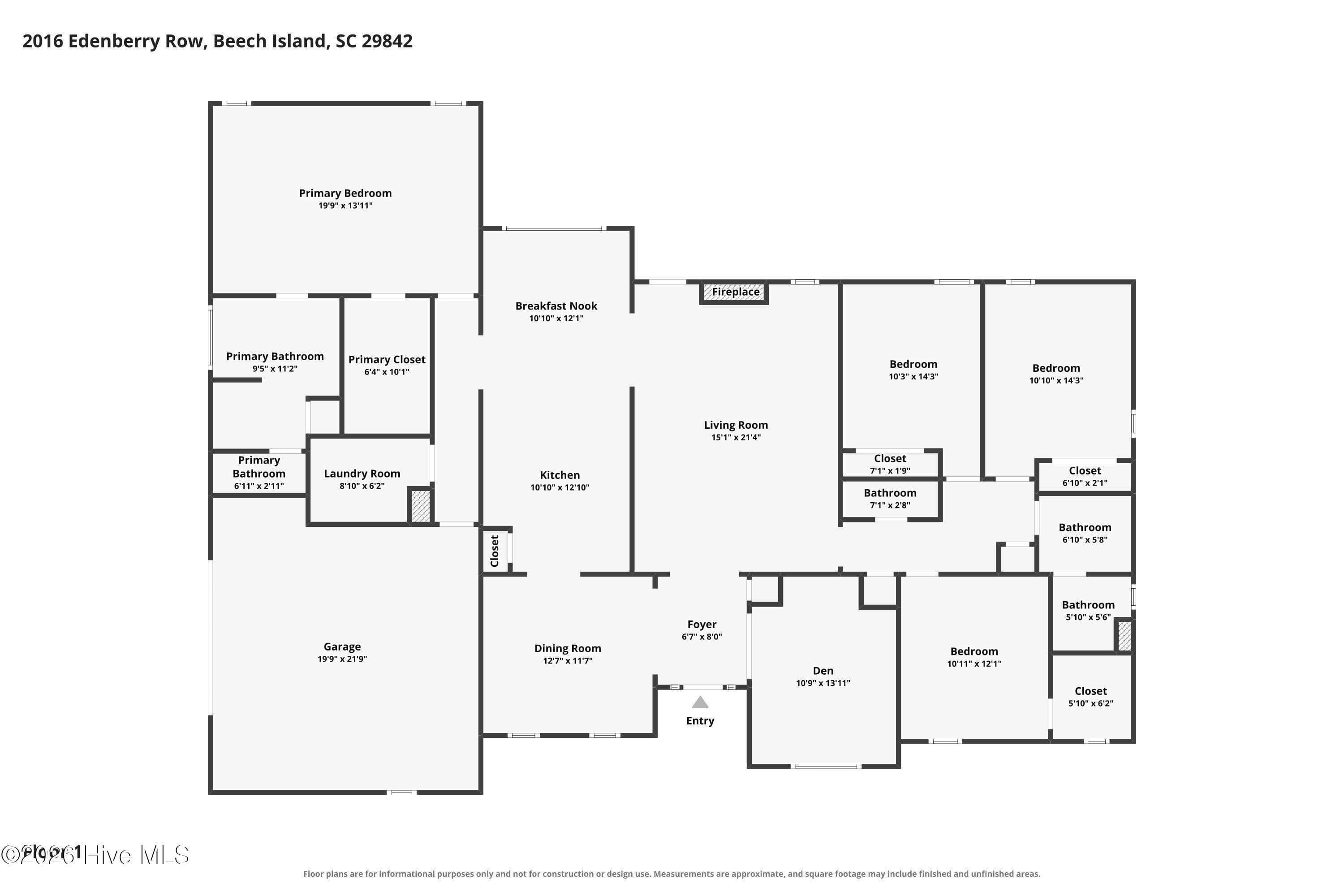 *Room sizes approximate* - 2016 Edenberry Row, Beech Island, SC 29842