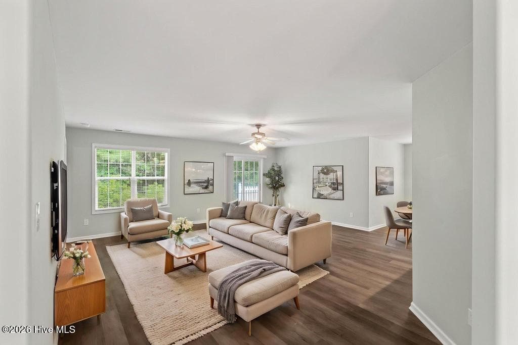 Living Rm Virtual Staging - 405 Jasmine N, Swansboro, NC 28584