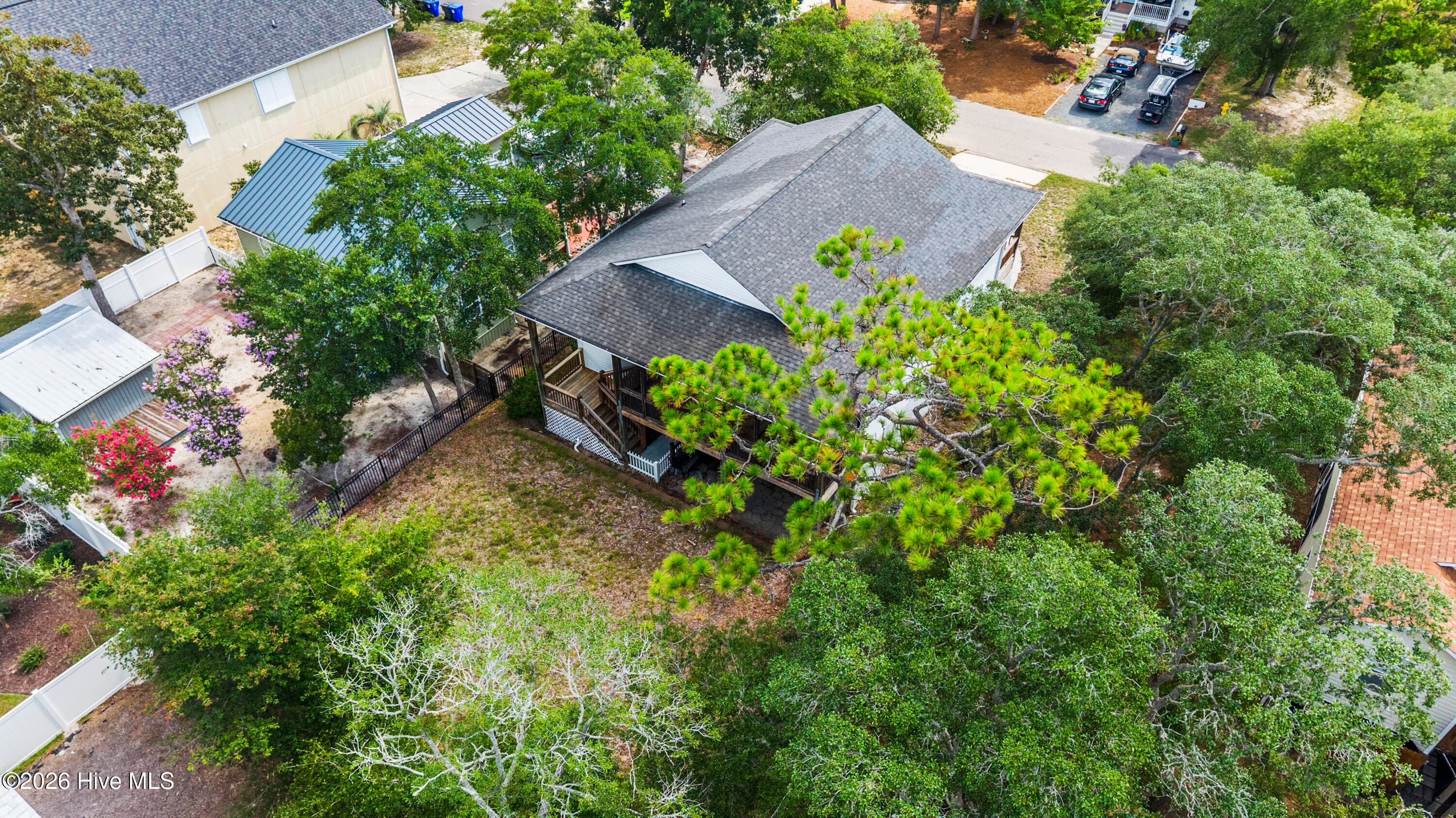 AERIAL VIEW of property from the back - 225 NE 39th Street, Oak Island, NC 28465