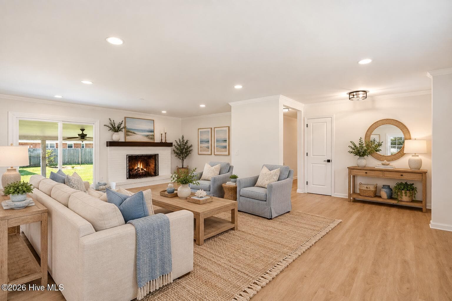 Living room virtually staged - 4622 Dean Drive, Wilmington, NC 28405