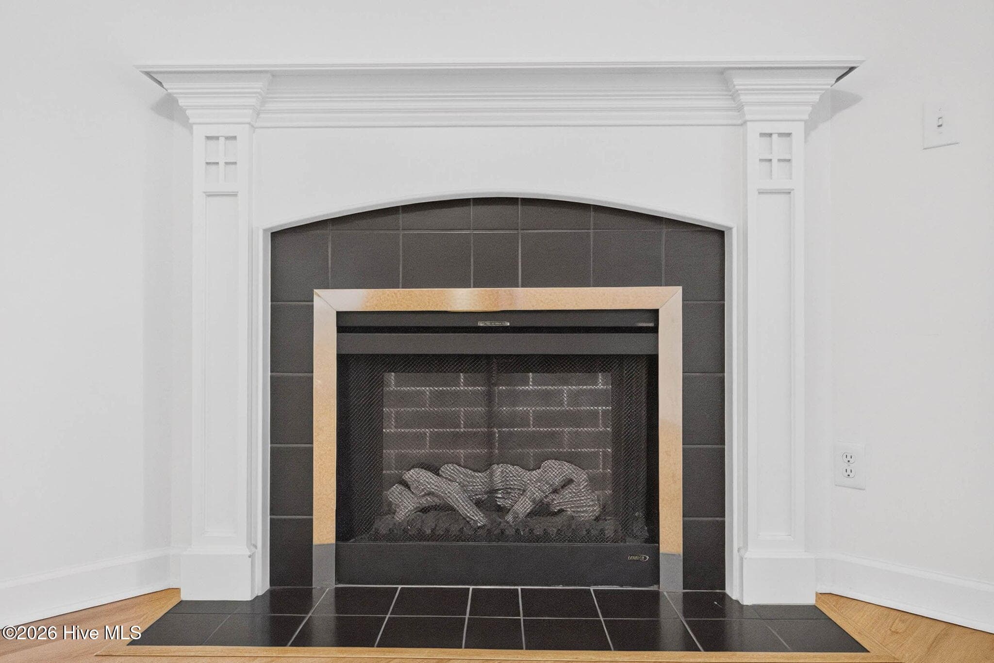 Fireplace in living room - 7825 High Market Street #303, Sunset Beach, NC 28468