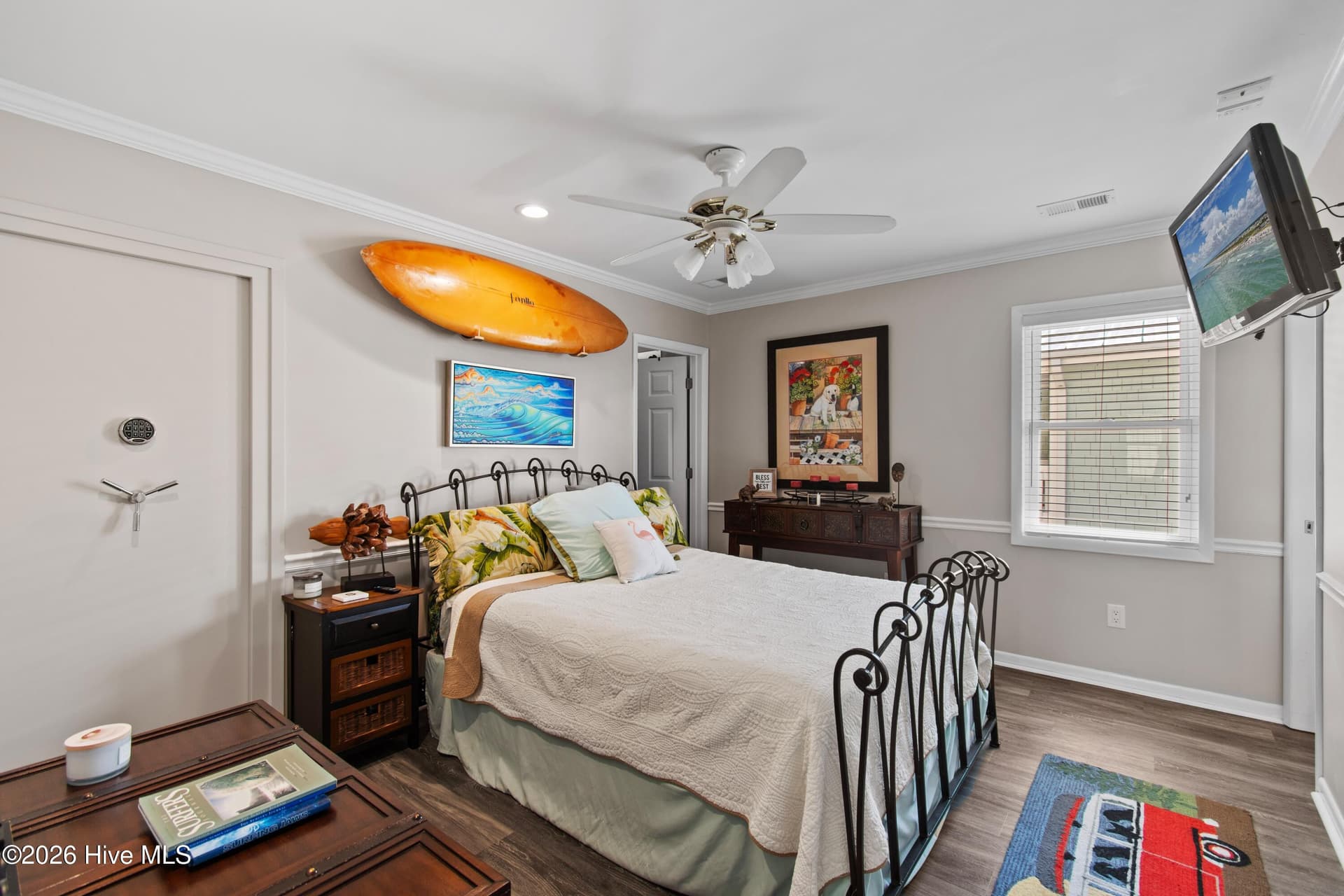 Bedroom #2 with built in safe. - 2024 Camelot Drive SW, Ocean Isle Beach, NC 28469