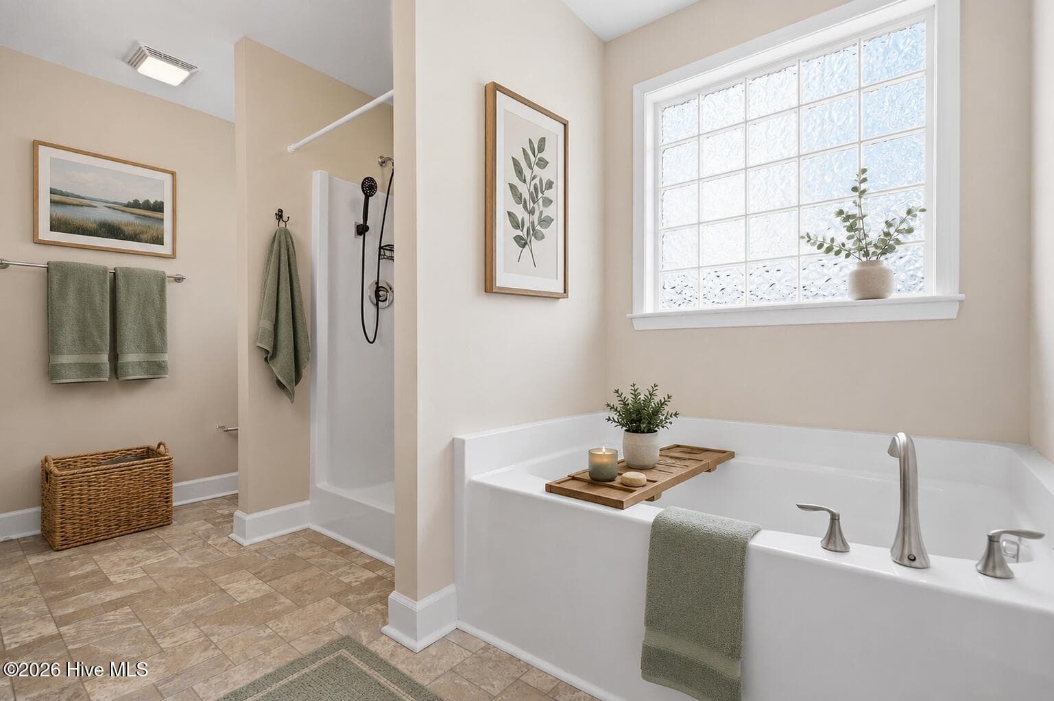 primary bath virtually staged - 447 Avendale Drive, Rocky Point, NC 28457