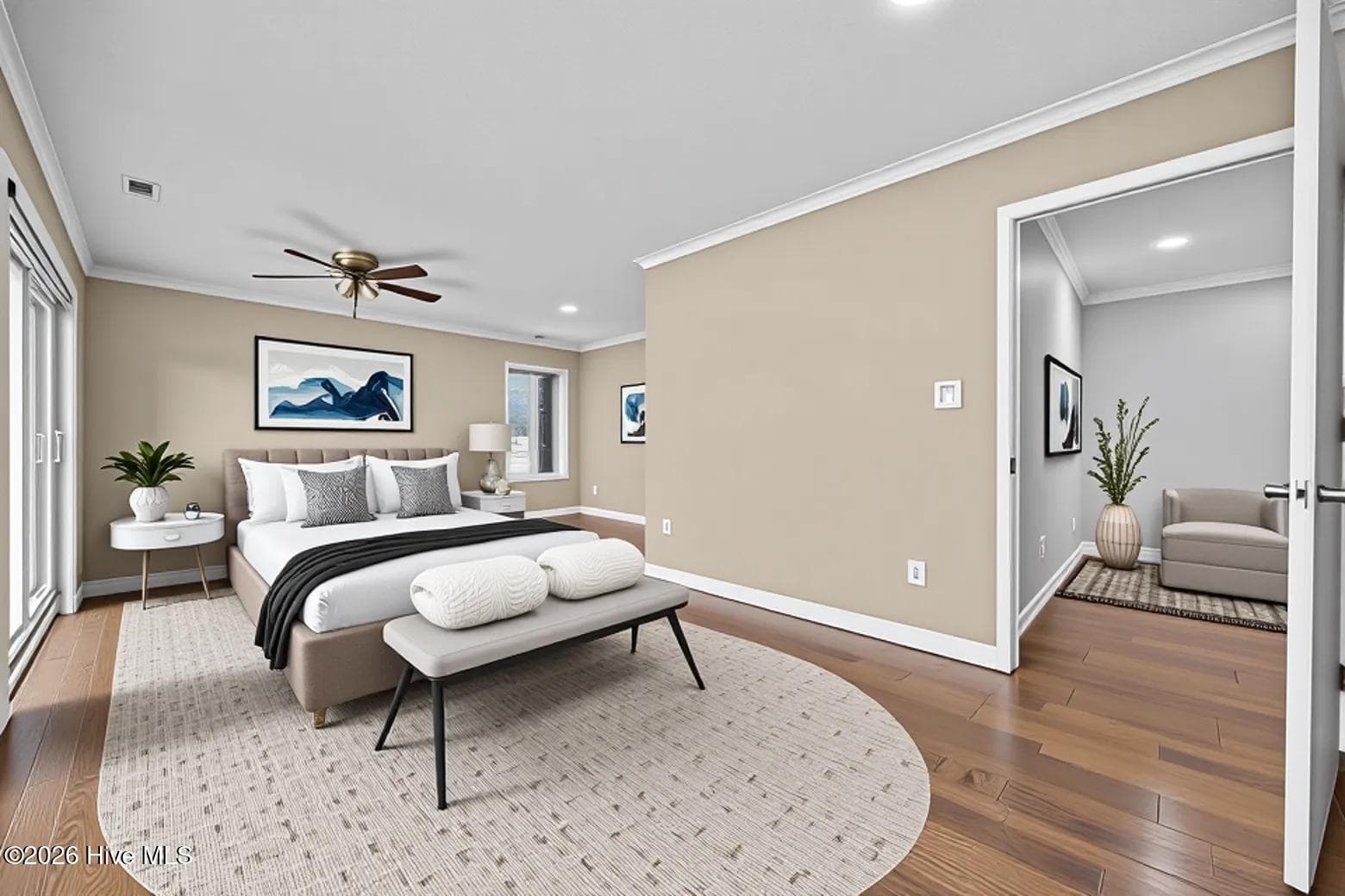 virtual staged master bedroom - 616 E Murphy Street, Wallace, NC 28466