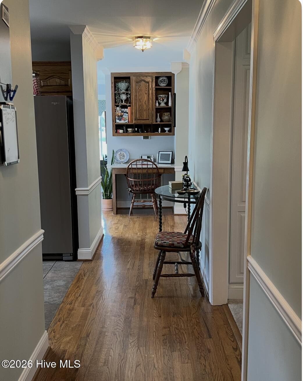 Inside hallway from side door of porch. Built in Desk and cabinet. - 642 Enoch Road, Clinton, NC 28328